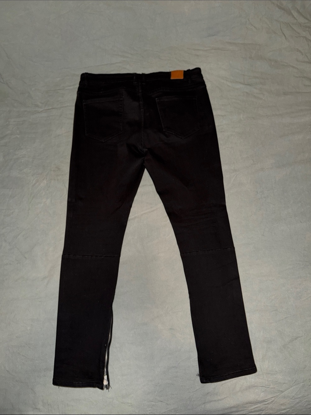 Men ‘Crysp Denim’ Black Skinny Zipper Hem Jeans - Picture 6 of 8